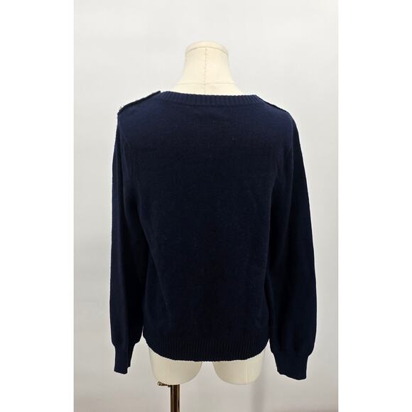 J Crew Navy Lambs Wool Jewel Embelished Sweater - Picture 3 of 5